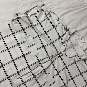 The Workshop white plaid blouse